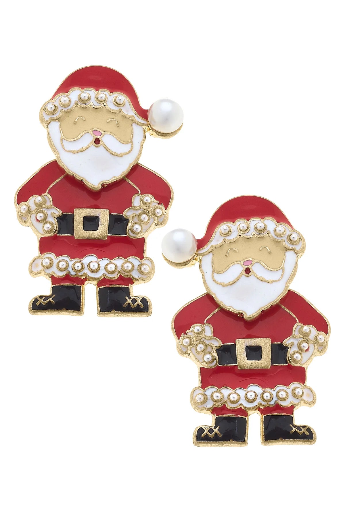 St. Nicholas Red & White Enamel Stud Earrings