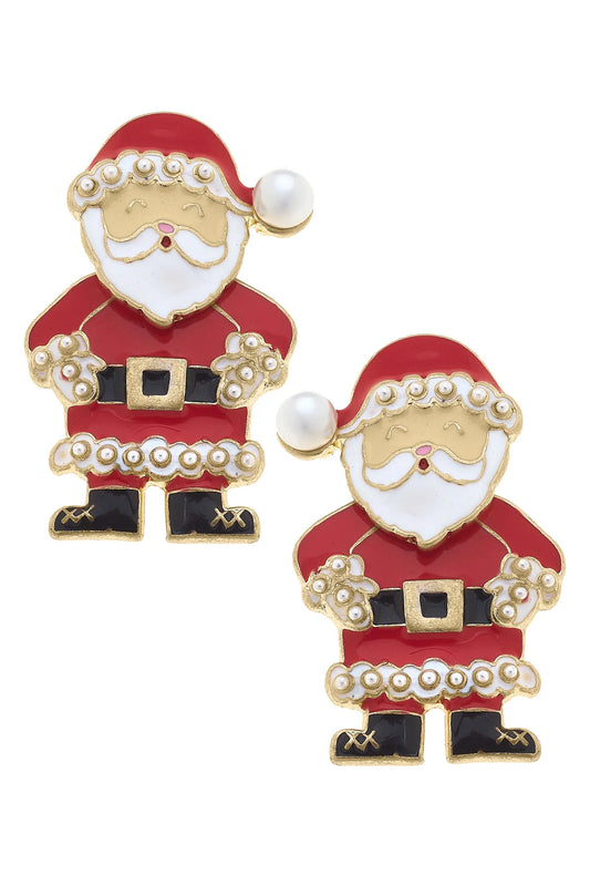 St. Nicholas Red & White Enamel Stud Earrings