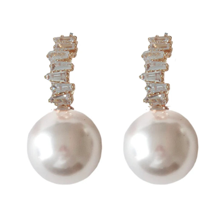 St. Armands Crystal Pearl Drop Statement Earrings
