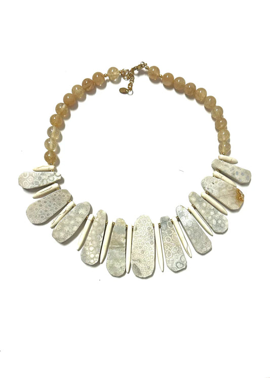 Betsy Pittard Designs Danbury Beaded Necklace with Stone Drops