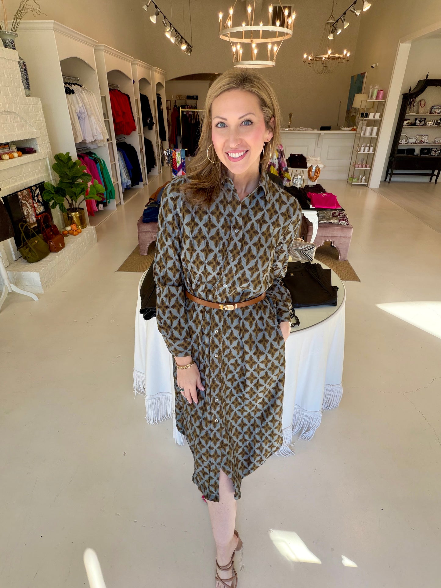 EAB Favorites Shirt Dress- Blue and Green