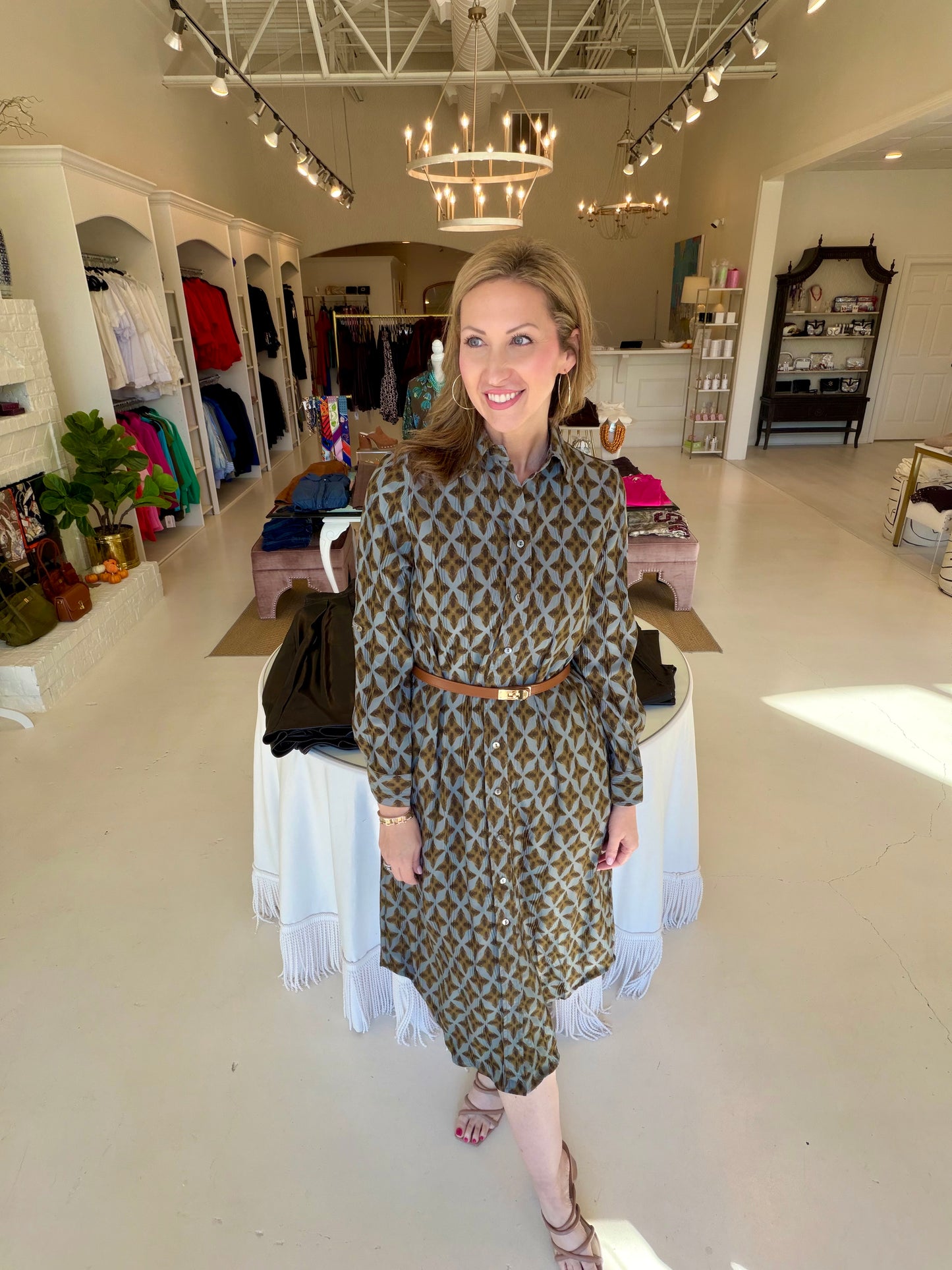 EAB Favorites Shirt Dress- Blue and Green