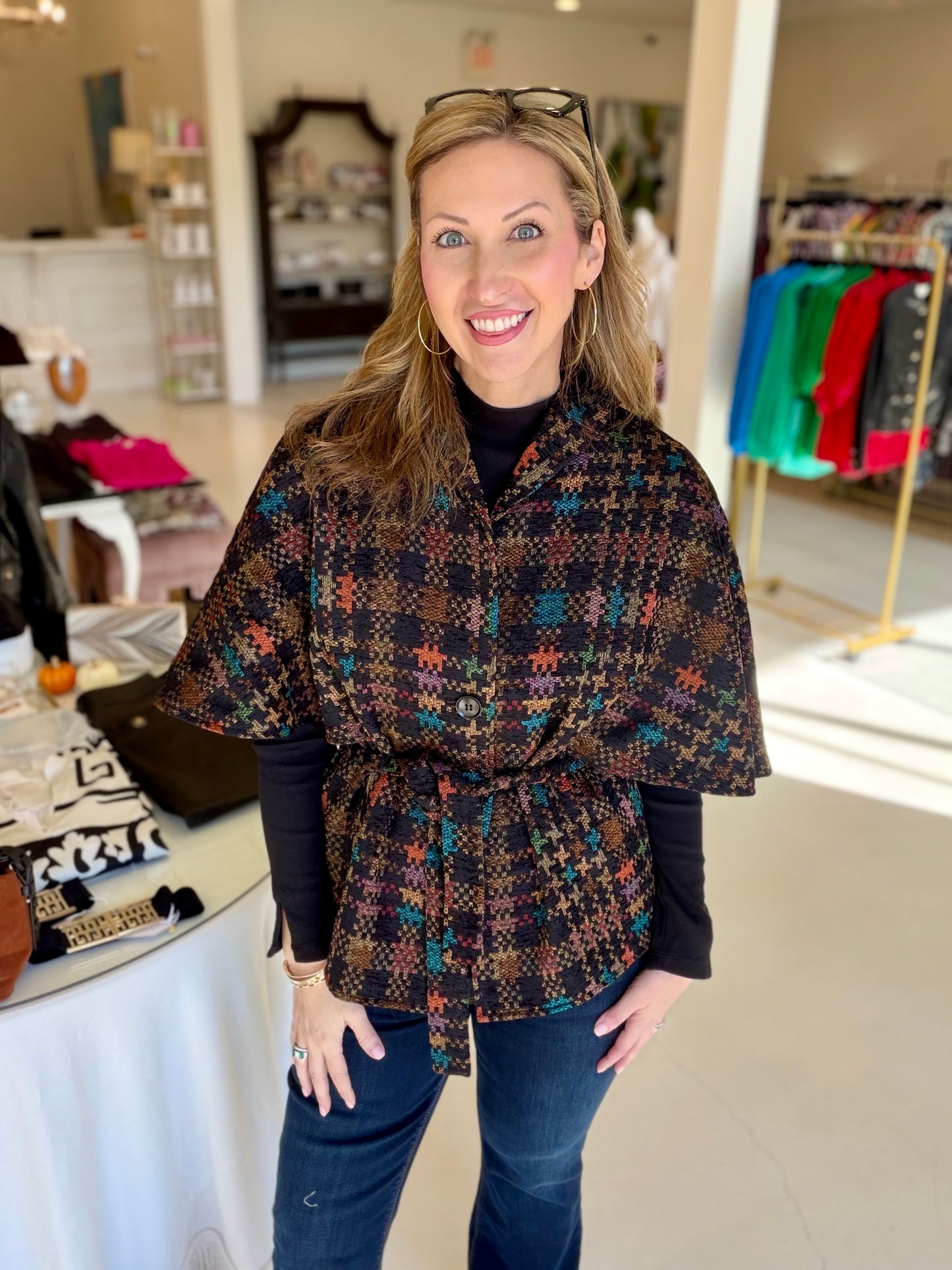 EAB Favorites Capelet Jacket- Black Multi