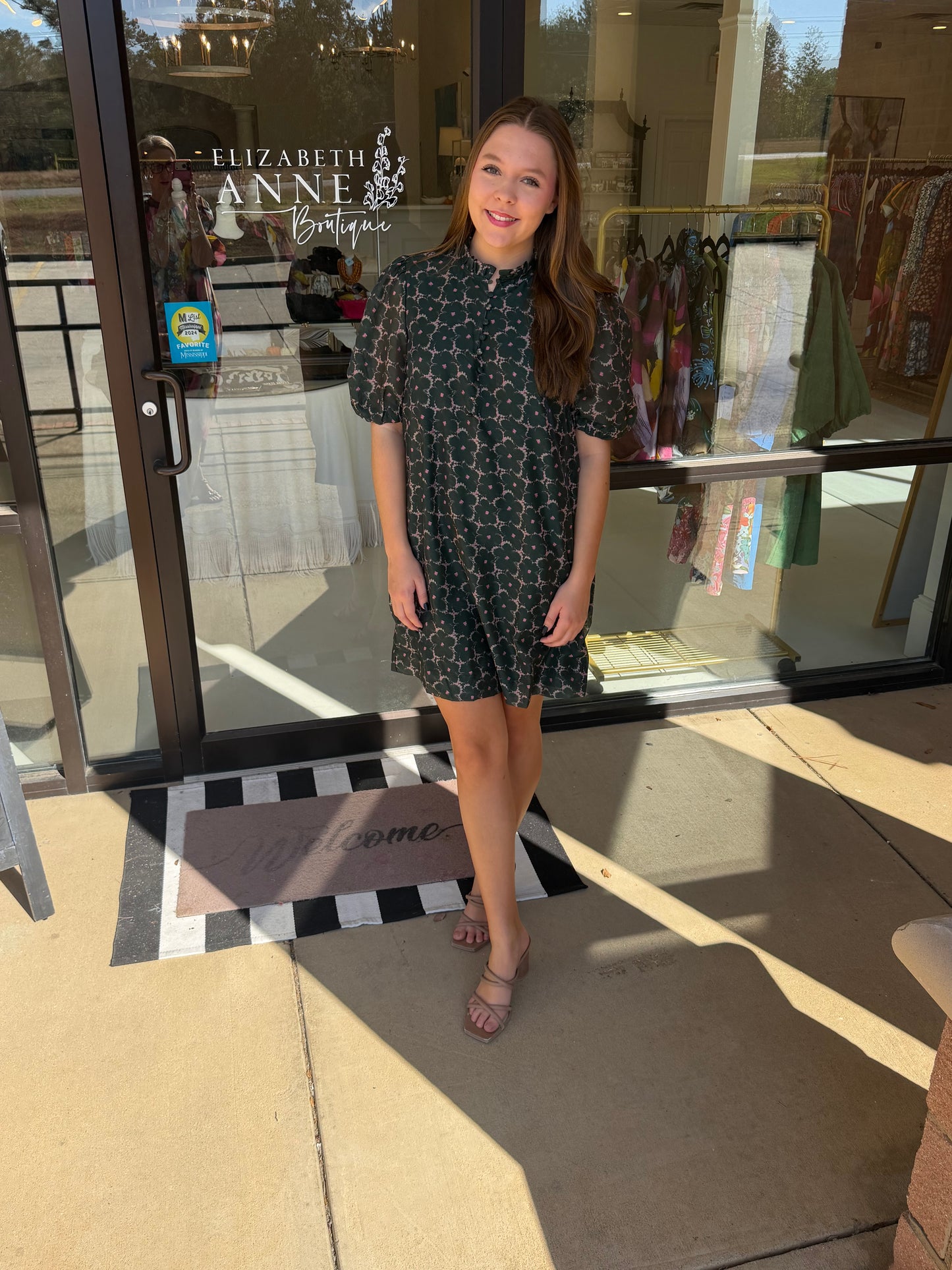 JoyJoy Buttons Dress- Clover green
