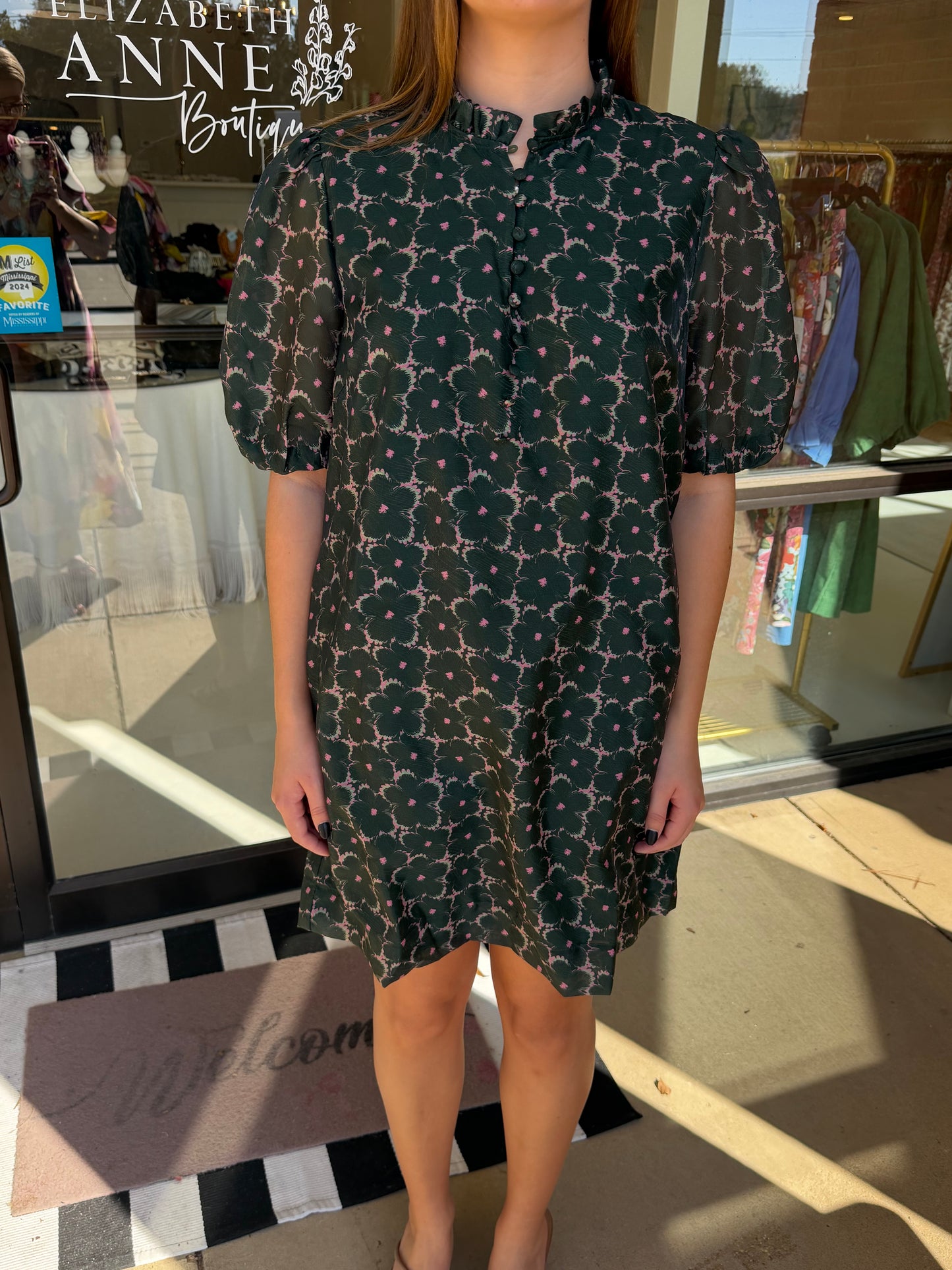 JoyJoy Buttons Dress- Clover green