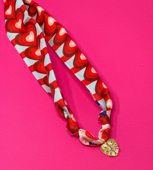 EAB Favorites Scarf Charm Necklace - Heart Print