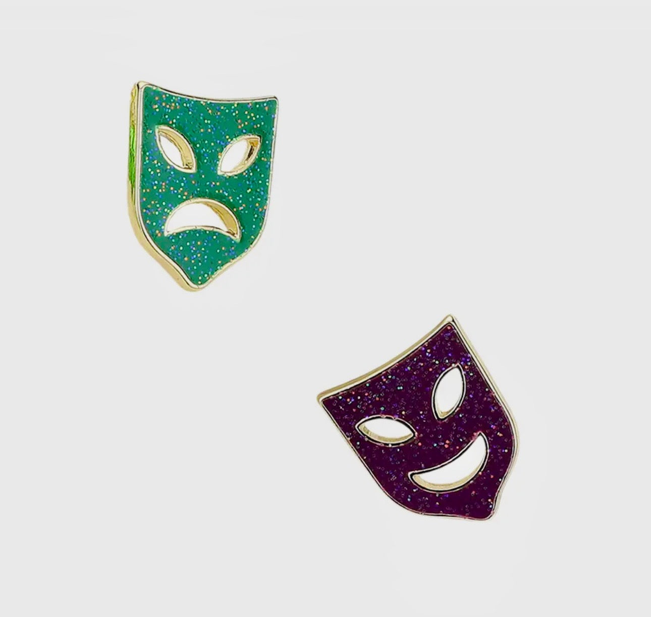 EAB Favorites Glittered Enamel Mardi Gras Mask Stud Earrings