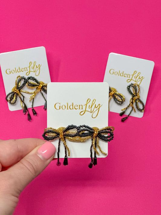 EAB Favorites Mini Bow Earrings - Black & Gold