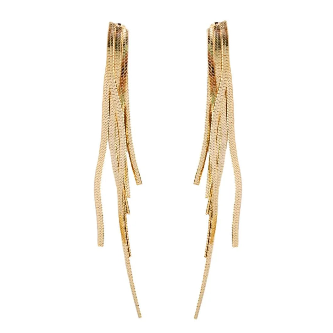EAB Favorites Skinny Gold Cascading Tassel Earrings