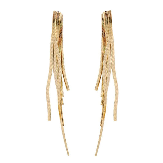 EAB Favorites Skinny Gold Cascading Tassel Earrings