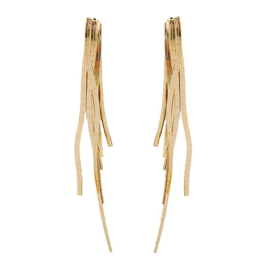 EAB Favorites Skinny Gold Cascading Tassel Earrings