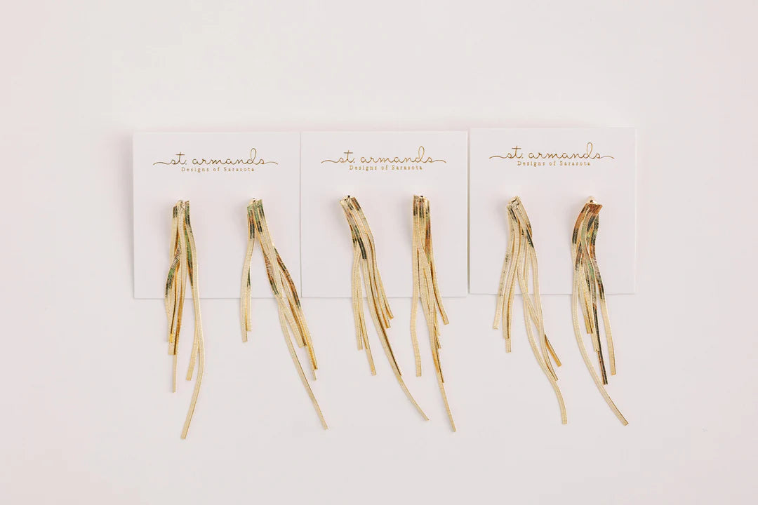 EAB Favorites Skinny Gold Cascading Tassel Earrings