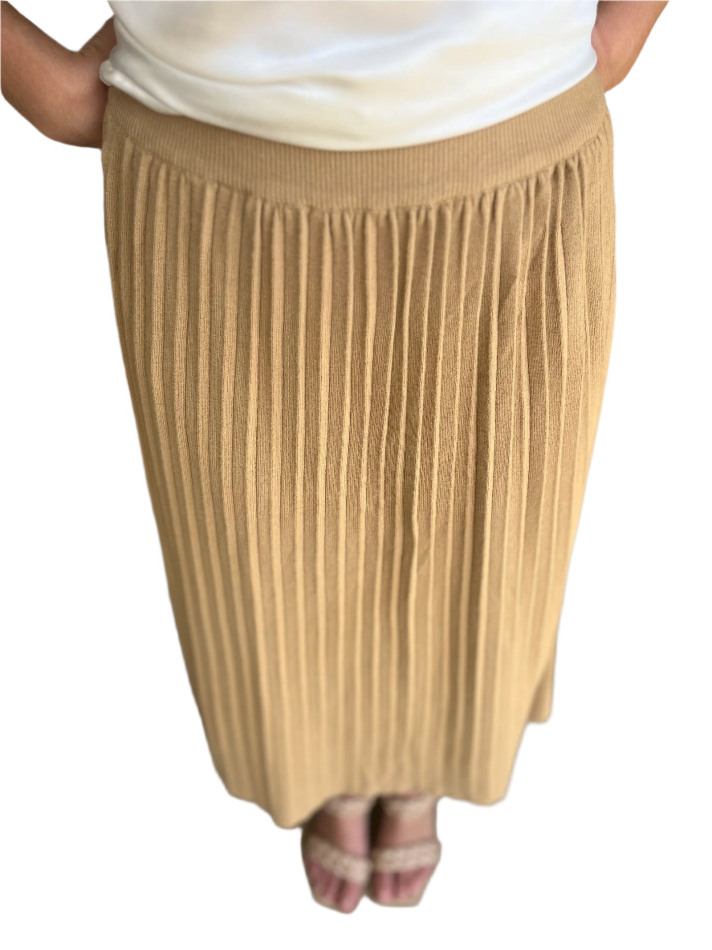 Apricot Camel Sweater Midi Skirt