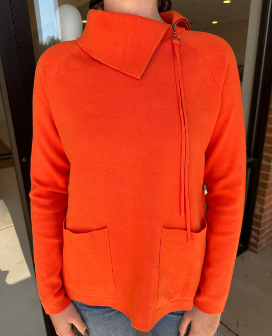 Renuar Orange Zip Neck Sweater