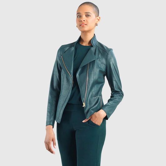 Clara Sun Woo Liquid Leather Jacket - Hunter Green