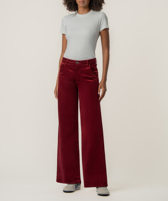 KUT Jean High Rise Flare- Cranberry