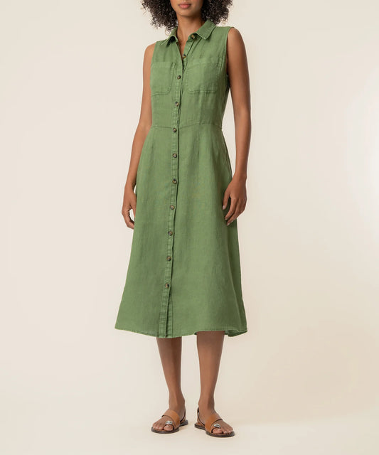 KUT Bowie Linen Dress - Olive