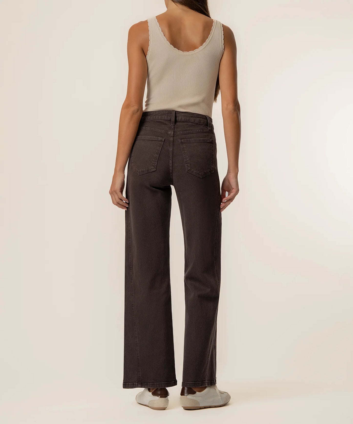 KUT Meg High Rise Wide Leg Side Panel - Chocolate