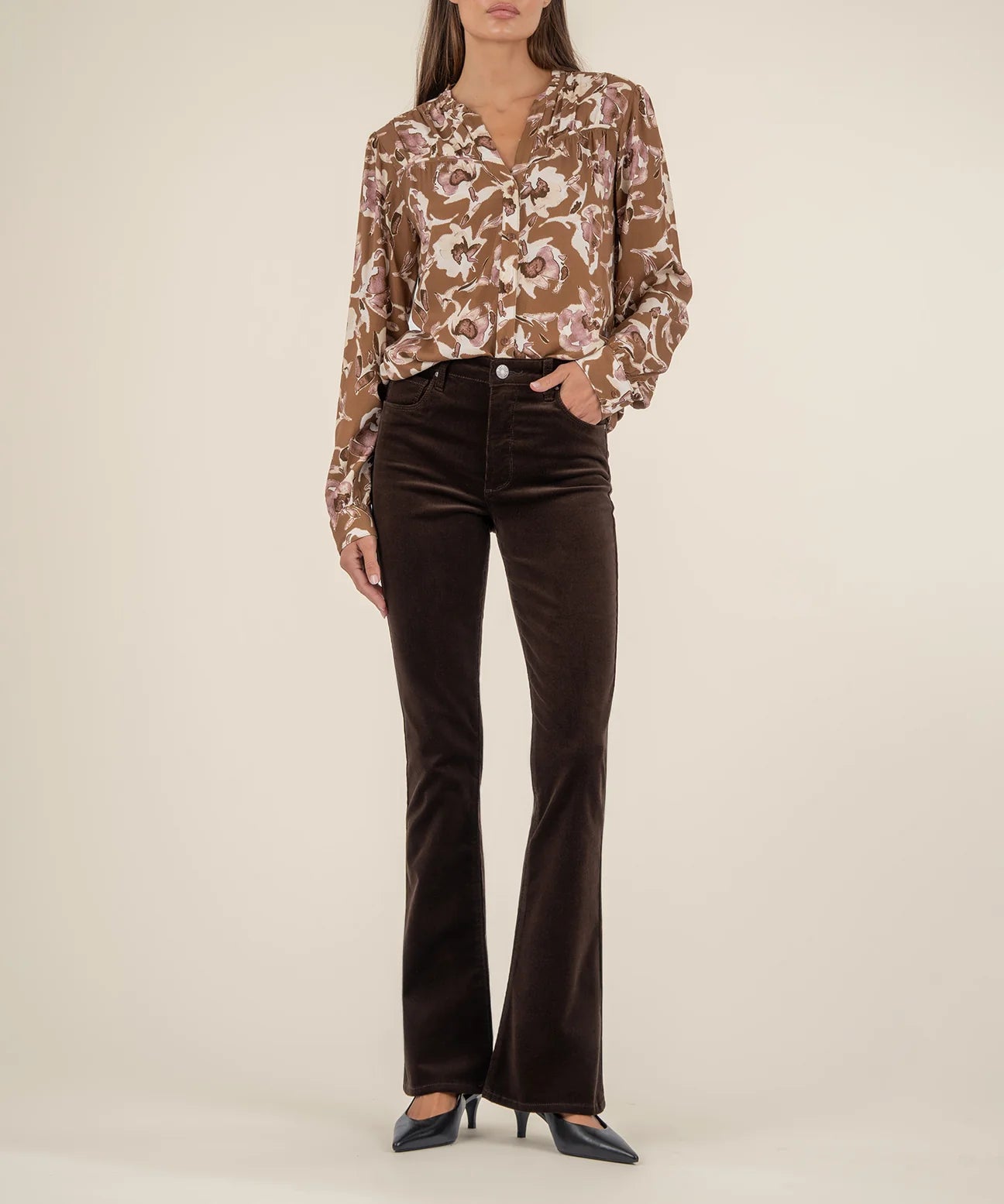 KUT Isley Shirt - Mocha/Mauve