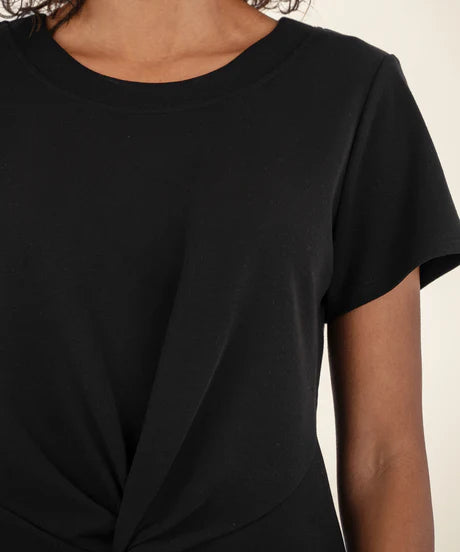 KUT Avi Twist Hem Crew Neck Top - Black