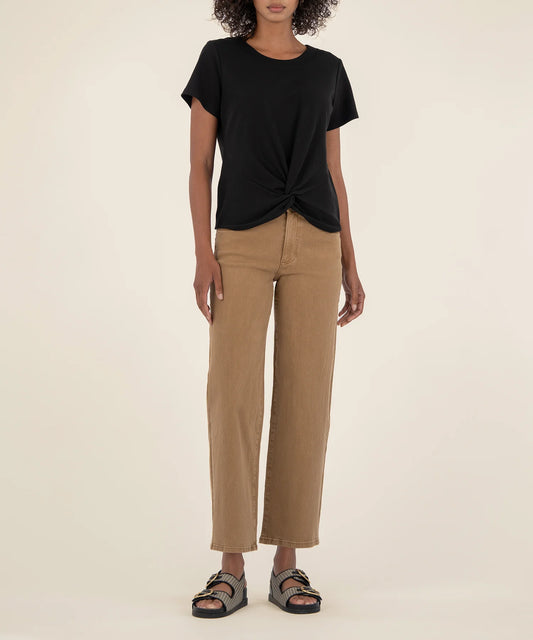KUT Avi Twist Hem Crew Neck Top - Black