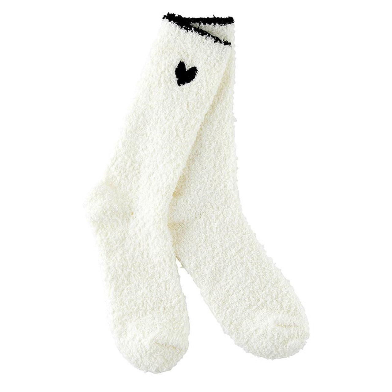 EAB Favorites Ivory Black Trim/Black Heart Cozy Socks