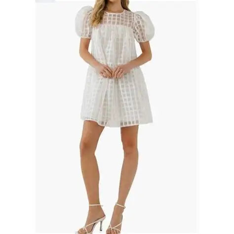 English Factory White Puff Sleeve Dress