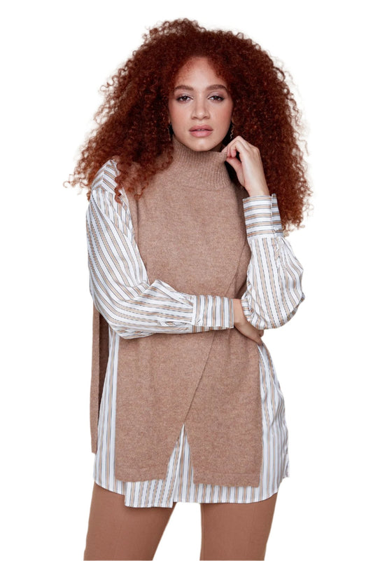 Renuar Knit Sweater-Heath Tan
