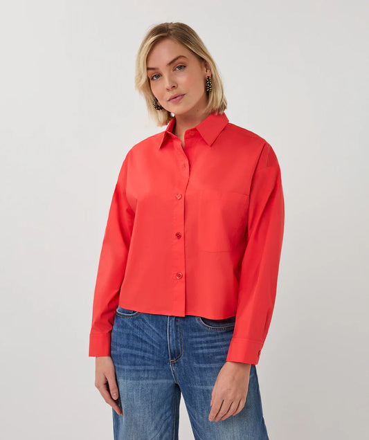 Esqualo Cropped Blouse - Chili Red