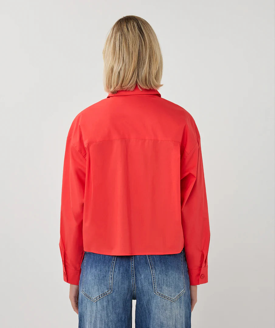 Esqualo Cropped Blouse - Chili Red