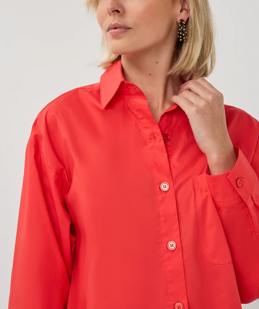 Esqualo Cropped Blouse - Chili Red
