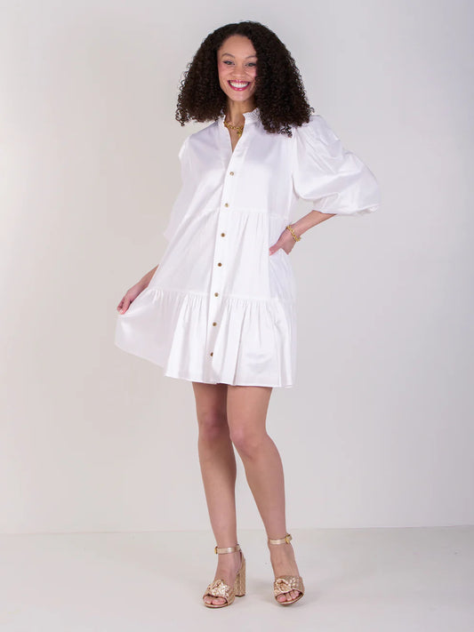Emily McCarthy Sadie Dress - White Cotton Poplin