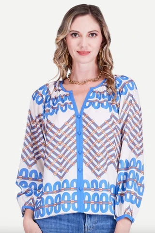 Retro Link Trimmed Peasant Top