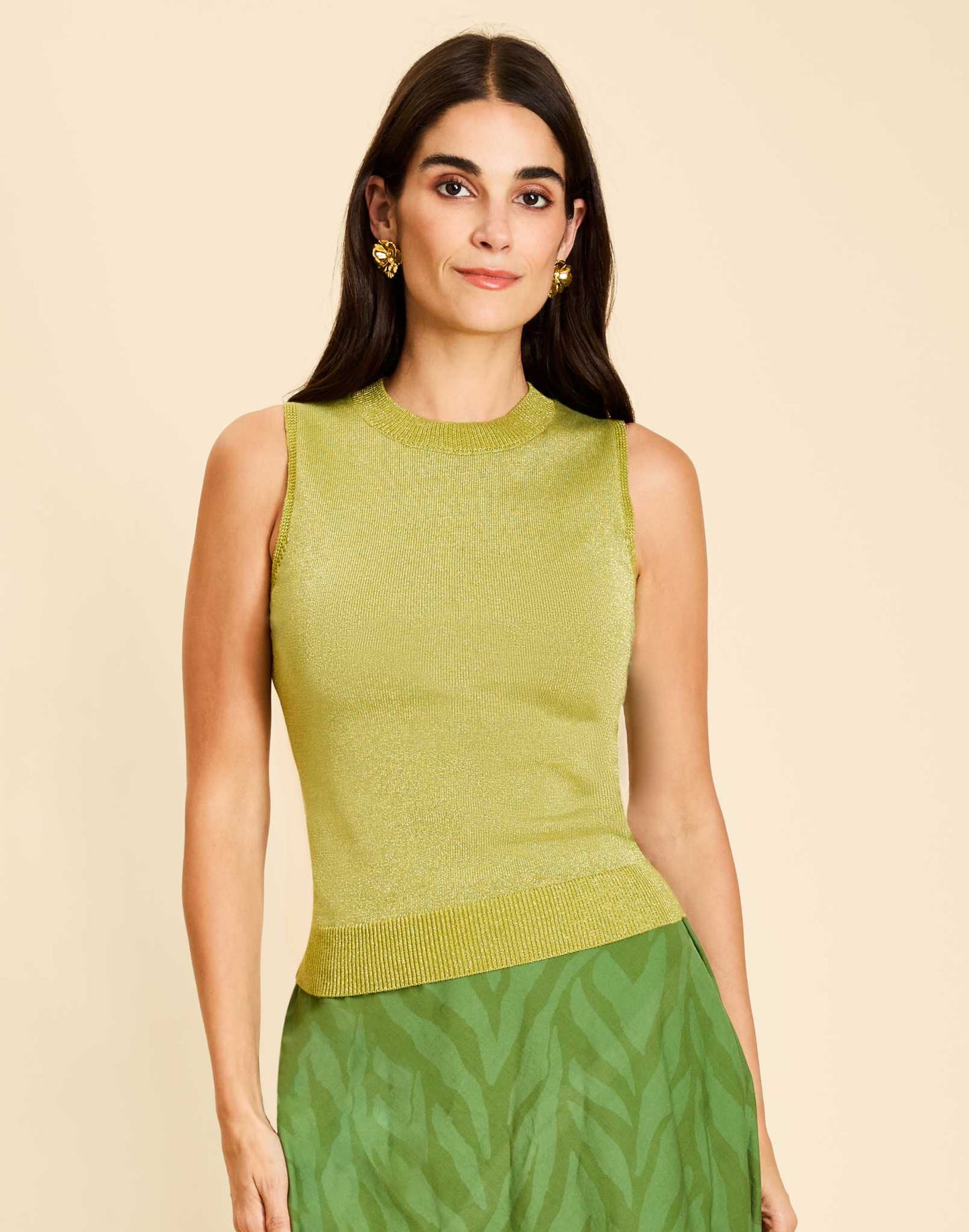 Mestiza Soho Knit Shell Top - Olive Green