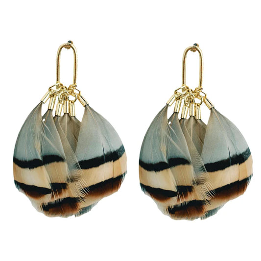St Armand's Brown Striped Feather Earrings