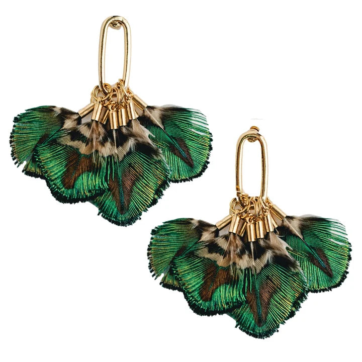 Mallard Fall Feather Tassel Earrings