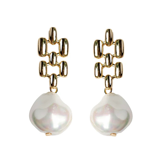 St. Armands Designs Vintage Honeycomb Pearl Drop Earrings