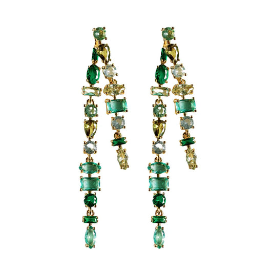 St. Armands Green Ombre Crystal Layered Statement Earrings
