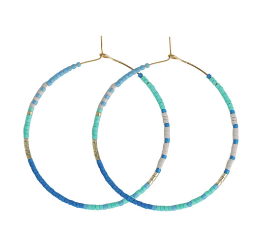 EAB Favorites Skinny Blue Beaded Hoops
