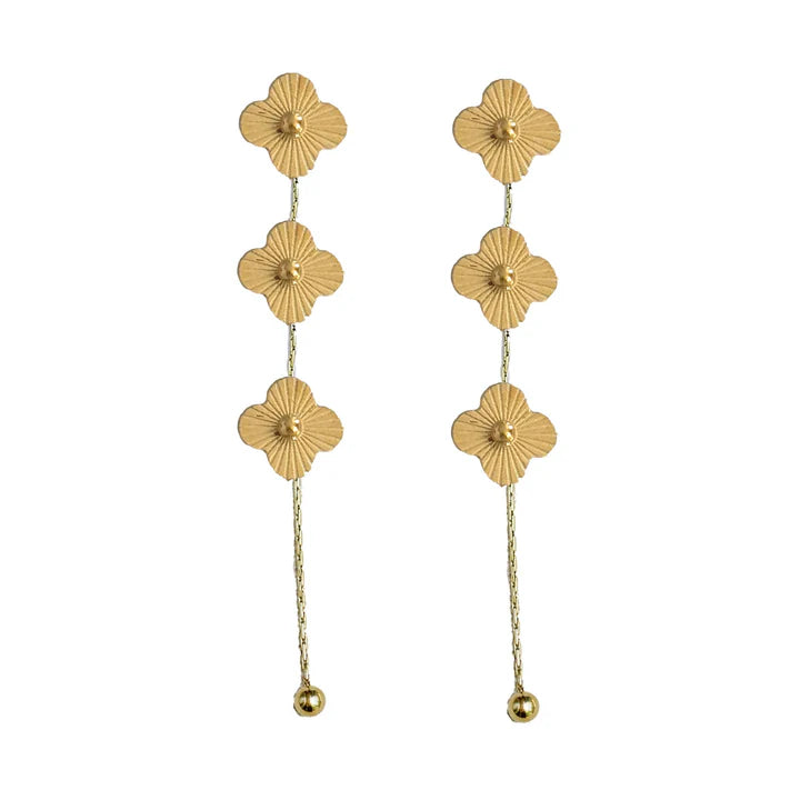 St. Armands Gold Clover Duster Drop Earrings