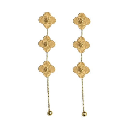 St. Armands Gold Clover Duster Drop Earrings