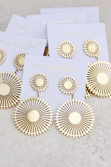 St. Armands Design Gold Pinwheel Drop Earrings