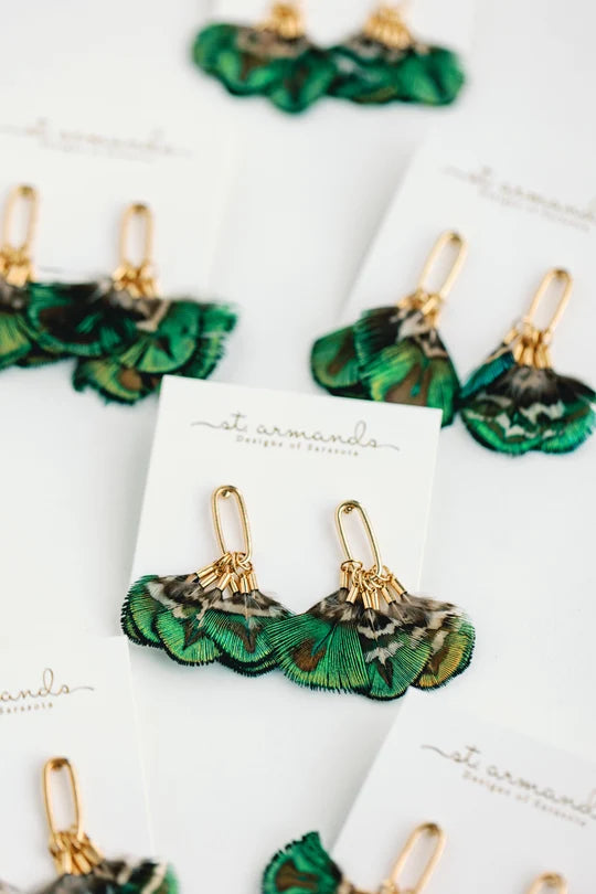 Mallard Fall Feather Tassel Earrings