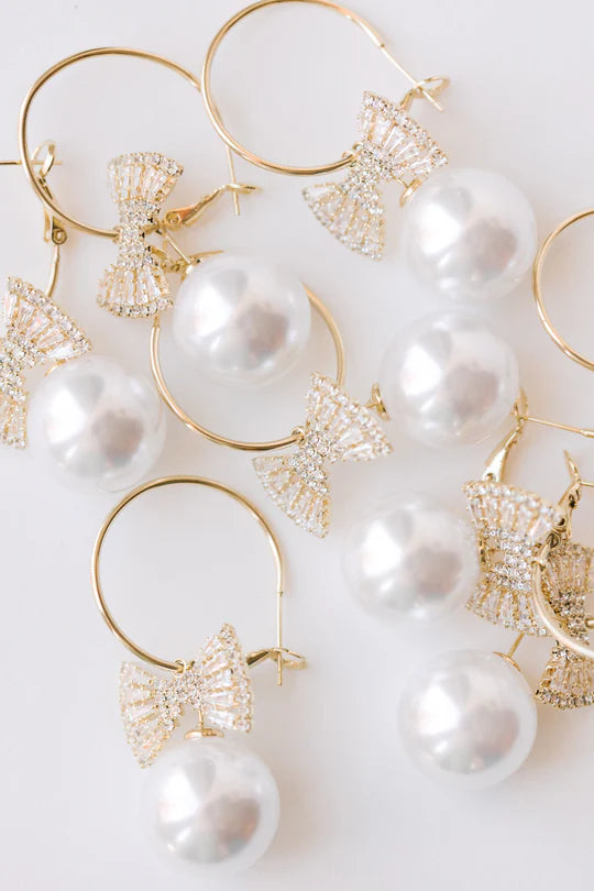 St Armands Bow Tie Pearl Drop Earrings