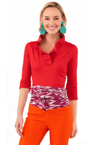 Gretchen Scott Ruffneck Top - Crimson