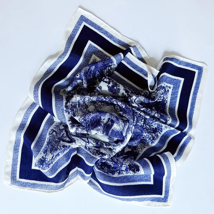 Textured Style Square Scarf - Indigo Toil