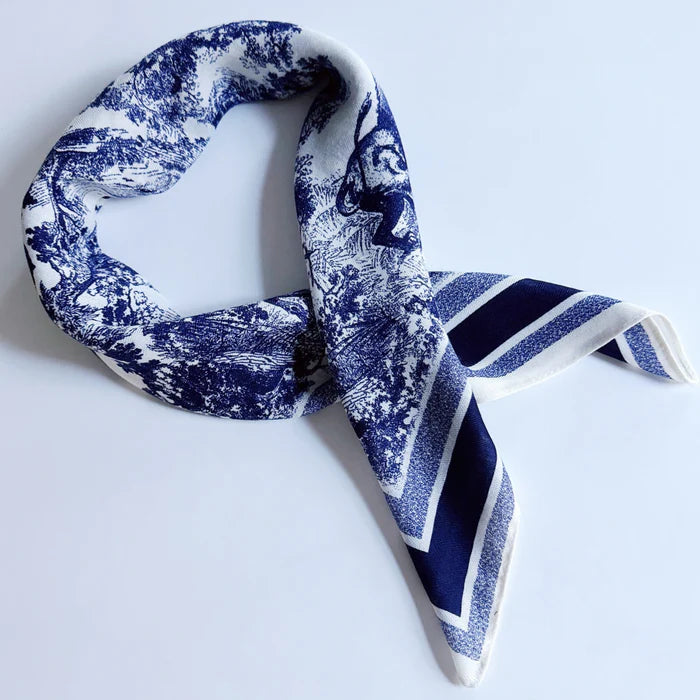 Textured Style Square Scarf - Indigo Toil