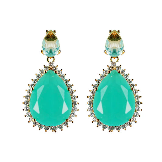 St. Armands Aquamarine and Diamond Drop Earrings