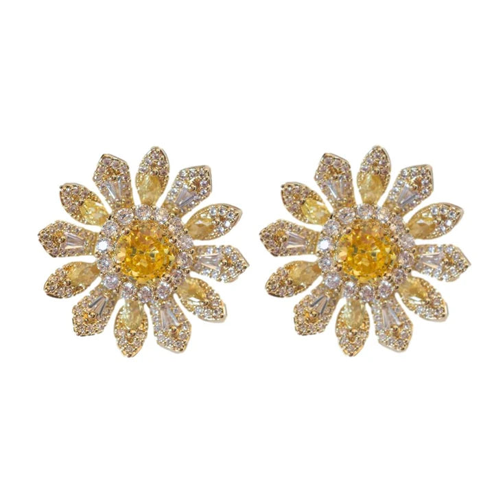 Tuscan Sun Canary Pave Bloom Statement Studs