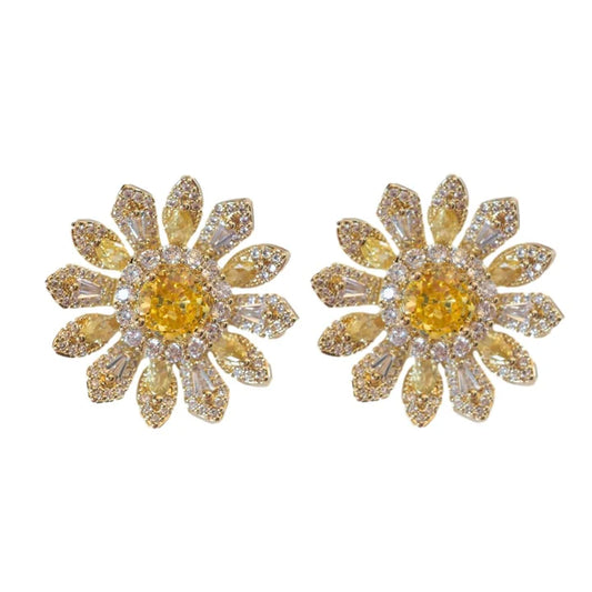 Tuscan Sun Canary Pave Bloom Statement Studs
